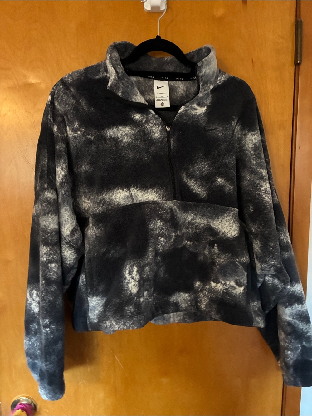 Nike Black & White Tie-Dye Half-Zip Fleece Pullover